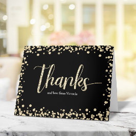 Sweet 16 Modern Gold Black Glitzer Girly Birthday Dankeskarte