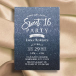 Sweet 16 Modern Navy Blue Glitzer Geburtstag Einladung<br><div class="desc">Sweet 16 Moderne Navy Blue Glitzer Geburtstagsparty Einladungen.</div>