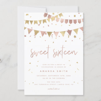 Sweet 16 Moderne Script Rose Gold Foil Geburtstag Einladung