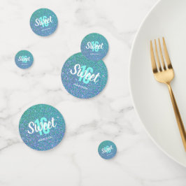 Sweet 16 Moderner Aquamarin Blue Glitzer Personali Konfetti