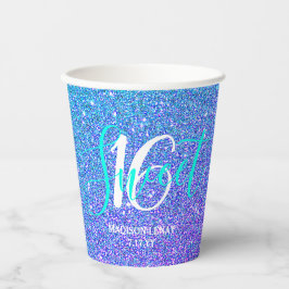 Sweet 16 Moderner Aquamariner Lila Glitzer Persona Pappbecher
