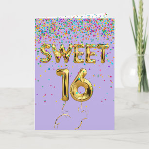 Sweet 16 Mylar Balloons und Confetti Karte