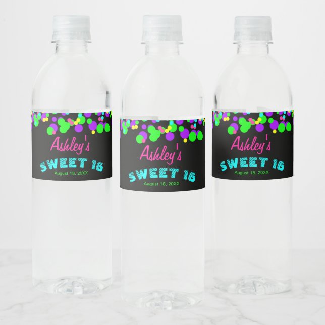 Sweet 16 Neon Glow Confetti Geburtstagsparty (Flaschen)