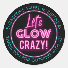 Sweet 16 Neon Glow Geburtstagsparty Runder Aufkleber