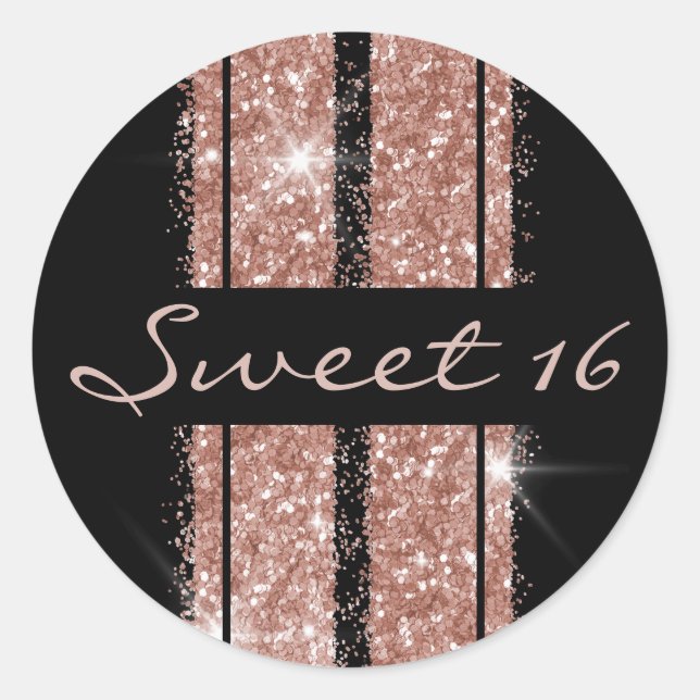 Sweet 16 New Driver Pink Glitzer Tire Tracks Runder Aufkleber (Vorderseite)