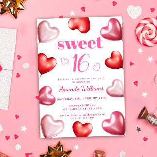 Sweet 16 Niedlich Pink Chic Girly Birthday Party Einladung