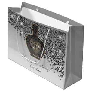 Sweet 16 Noir Duft Schwarzes & Gold Glitter Große Geschenktüte