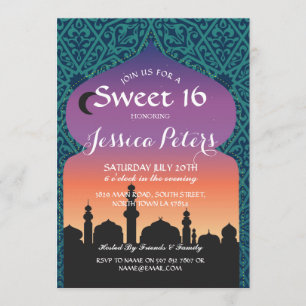 Sweet 16 nuits Arabian Anniversaire Invitation Tur