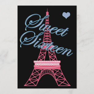 Sweet 16 Paris Tour Eiffel Invitation Anniversaire