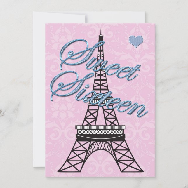Sweet 16 Paris Tour Eiffel Invitation Anniversaire (Devant)