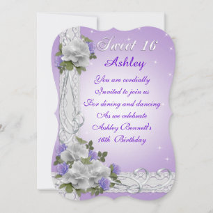 Sweet 16 partie invitation roses blanches