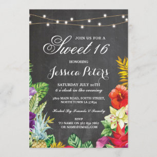 Sweet 16 Party Aloha Tropical Lights Einladung