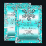 SWEET 16 Party Aquamariner Glitzer Glam Winter Sch Einladung<br><div class="desc">SWEET 16 Party Aquamariner Glitzer Glam Winter Schneeflocken Einladungen.</div>