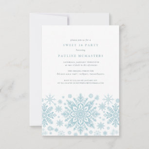 Sweet 16 Party Blue White Snowflake Winter Einladung