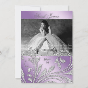 Sweet 16 Party Einladung Glitzer Blätter Mauve Lil