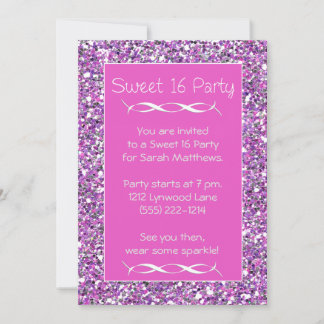 Sweet 16 Party Einladungen Rosa Silber Sparkle Loo
