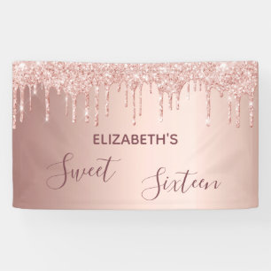 Sweet 16 Party errötet Rose Gold Glitzer Tropfen Banner