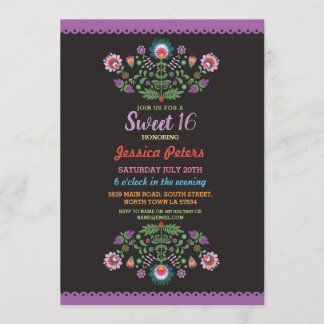 Sweet 16 Party Floral Fiesta Mexikanischer Geburts Einladung