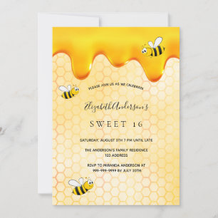 Sweet 16 Party Honigwabenkraub Einladung