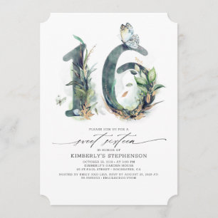 Sweet 16 Party Invitation - Verdure et or