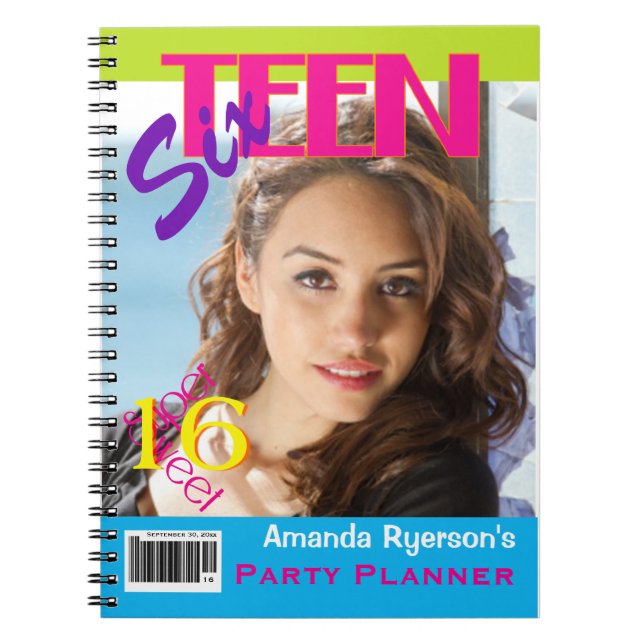 Sweet 16 Party Planner Notebook mit Foto Notizblock (Vorderseite)