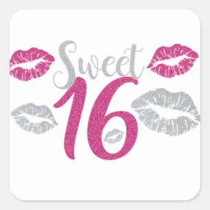 Sweet 16 Party Quadratischer Aufkleber