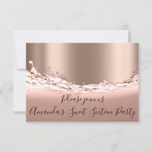 Sweet 16. Party Rose Gold Glitzer Ocean Bridal Einladung