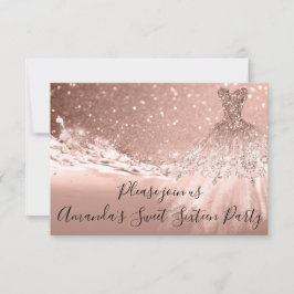 Sweet 16. Party Rose Gold Glitzer Ocean Dress Einladung