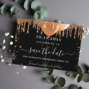Sweet 16 Party schwarze Goldballons Save The Date