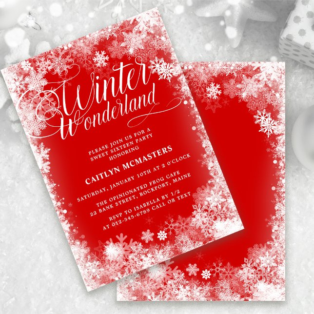 Sweet 16 Party Winterwonderland Schneeflocke Einladung (Von Creator hochgeladen)