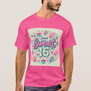 Sweet 16 Pastel Anniversaire Design Mens Tshirt