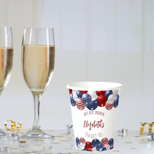 Sweet 16 patriotic USA Rot-Blau-Flagge Pappbecher (Von Creator hochgeladen)