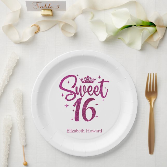 Sweet 16 Personalisiert Paper Pappteller (Hochzeit)