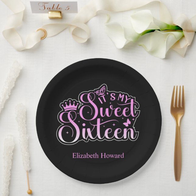Sweet 16 Personalisiert Pappteller (Hochzeit)