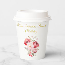 Sweet 16 Personalized Floral Tableware Pappbecher