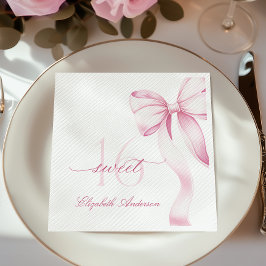 Sweet 16 Pink Bow Napkins Serviette