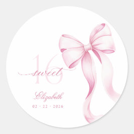 Sweet 16 Pink Bow Stickers