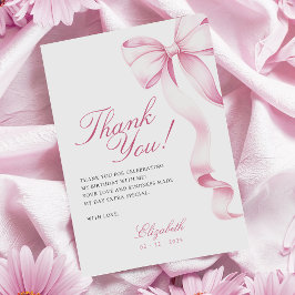 Sweet 16 Pink Bow Thank You Card Dankeskarte