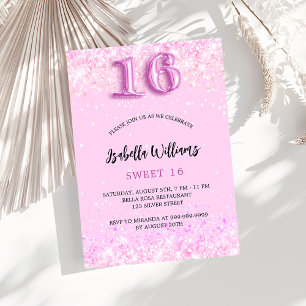 Sweet 16 pink Confetti Girl Party Einladungspostkarte