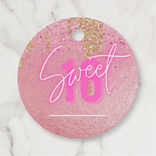 Sweet 16 Pink Glitzer Foil Girly Moderne Rose Gold Geschenkanhänger