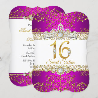 Sweet 16 Pink Gold Diamond Glamour Geburtstag Einladung