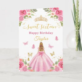 Sweet 16 Pink Princess Blonde Girl Karte