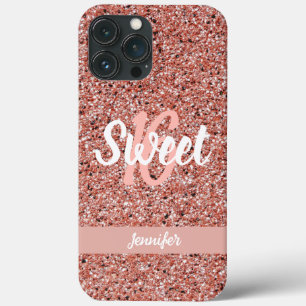 Sweet 16 Pink Rose Gold Pink Glitzer Personalisier Case-Mate iPhone Hülle