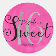 Sweet 16 Pink Silver & Black Custom Gastgeschenk