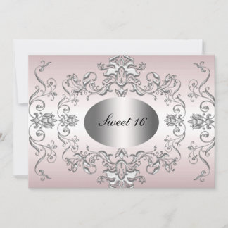Sweet 16 Pink Silver Elegante Einladung