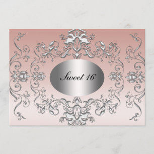 Sweet 16 Pink Silver Elegante Einladung