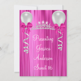 Sweet 16 Pink White Silver Jewel Tiara Formal Einladung