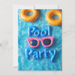 Sweet 16 Pool Party Rosa Sonnenbrille Gelbe Röhren Einladung