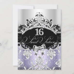 Sweet 16 Purple Éperkle Tiara Invitation d'anniver