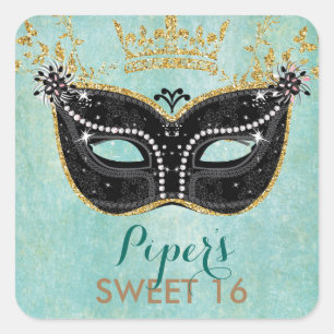 Sweet 16 Quinceanera Masquerade Gunst Sticker